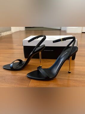 Nine West Black Heels with Gold Stiletto